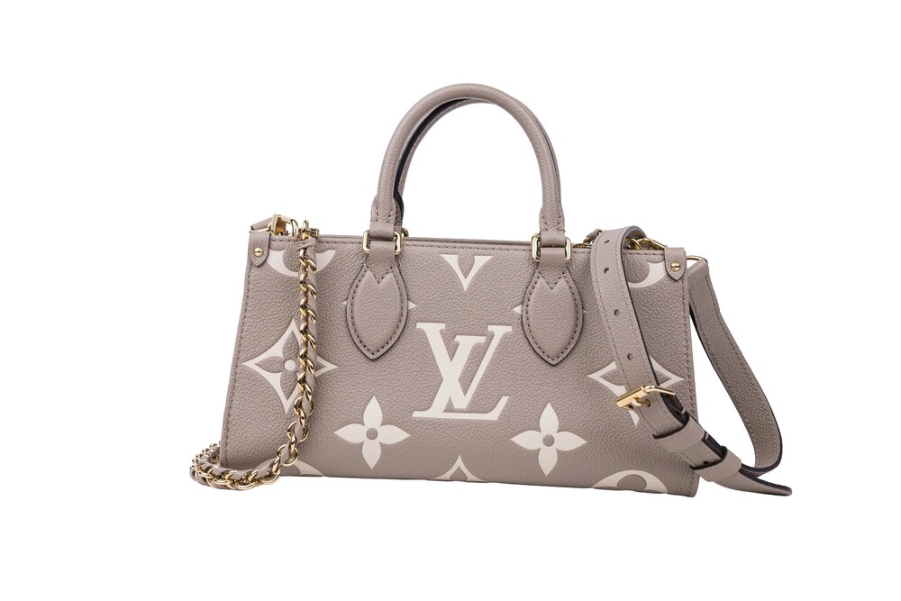 Louis Vuitton Dove Taupe Cream Giant Monogram Empreinte OnTheGo East West Handba